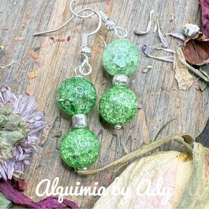 Alquimia Vibrant Green quartz and Silver Earrings